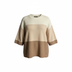 Matty M Tri-Tone Knit Sweater - Cream, Tan, Brown